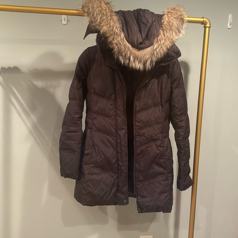 Marc New York down feather jacket with fur trim hood